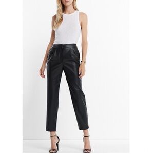 Express Faux Leather High Rise Pleated Straight Ankle Trouser Pant Black 10